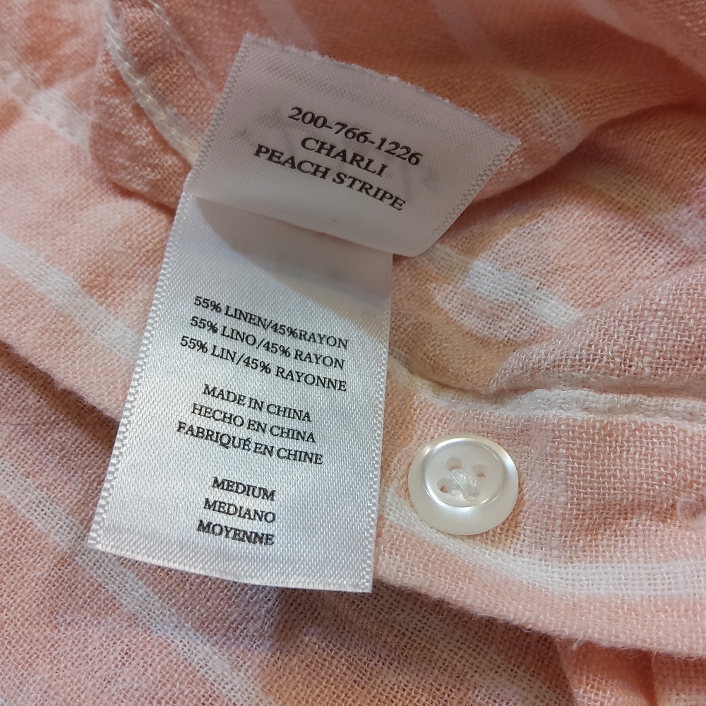 Rails Charli Peach Stripe Button Up Shirt Nwot - … - image 7